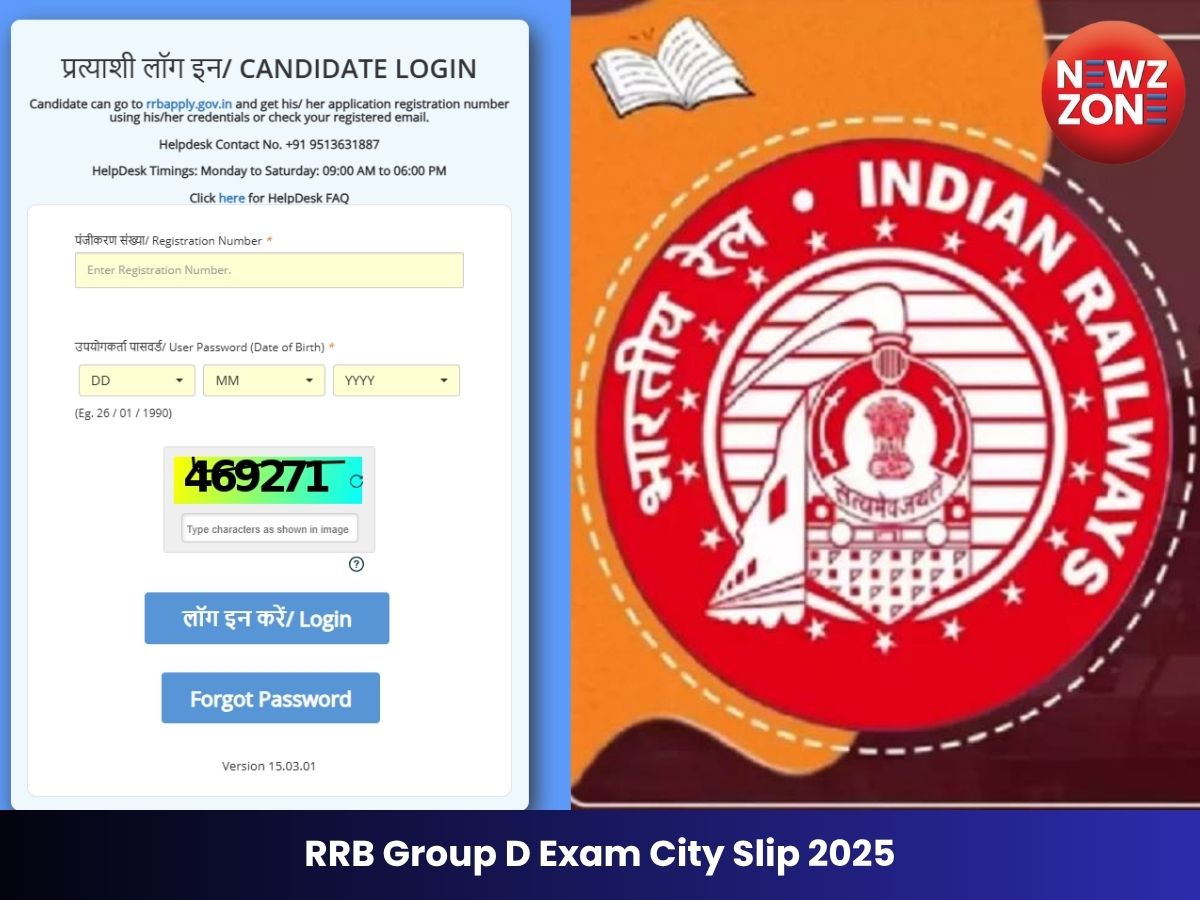 RRB Group D Exam City Slip 2025