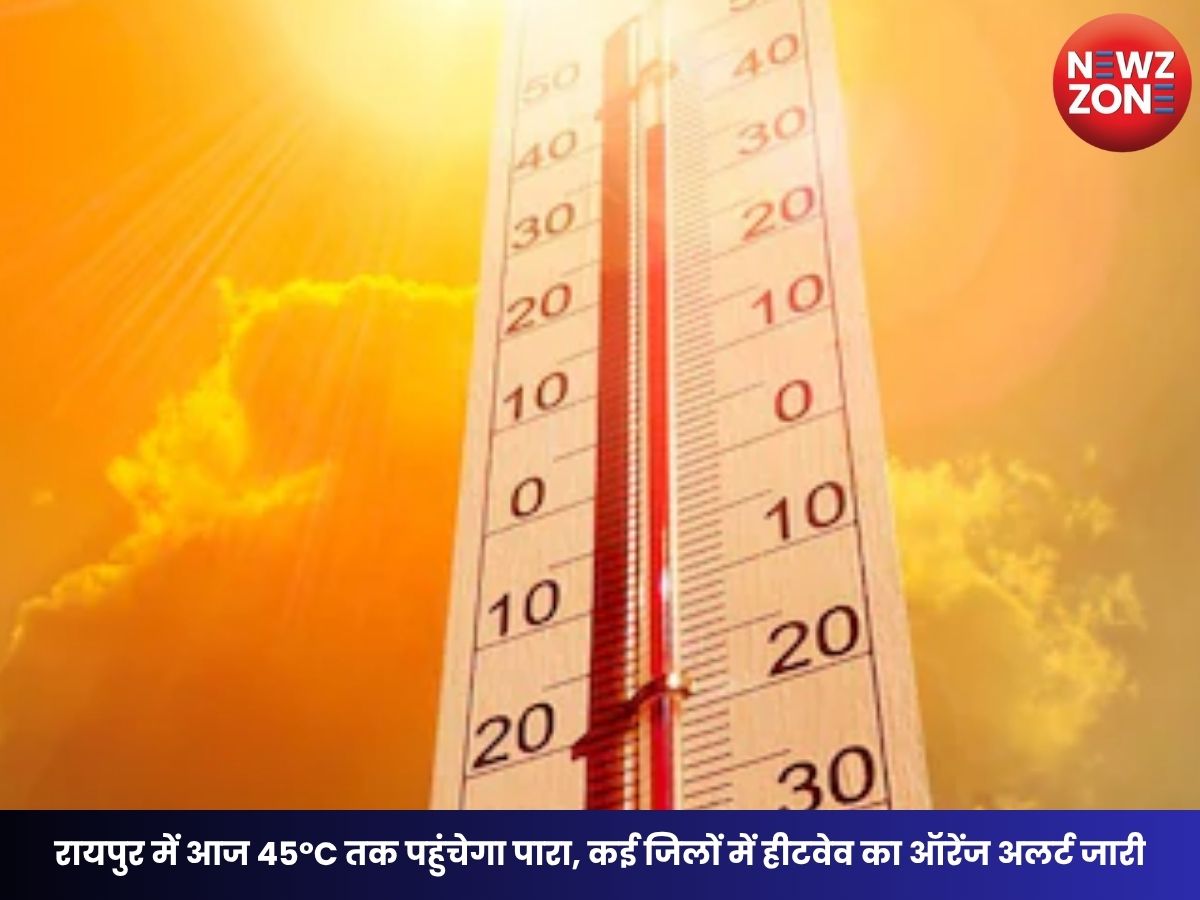 CG Weather Today: रायपुर में आज 45°C तक पहुंचेगा पारा, कई जिलों में हीटवेव का ऑरेंज अलर्ट जारी