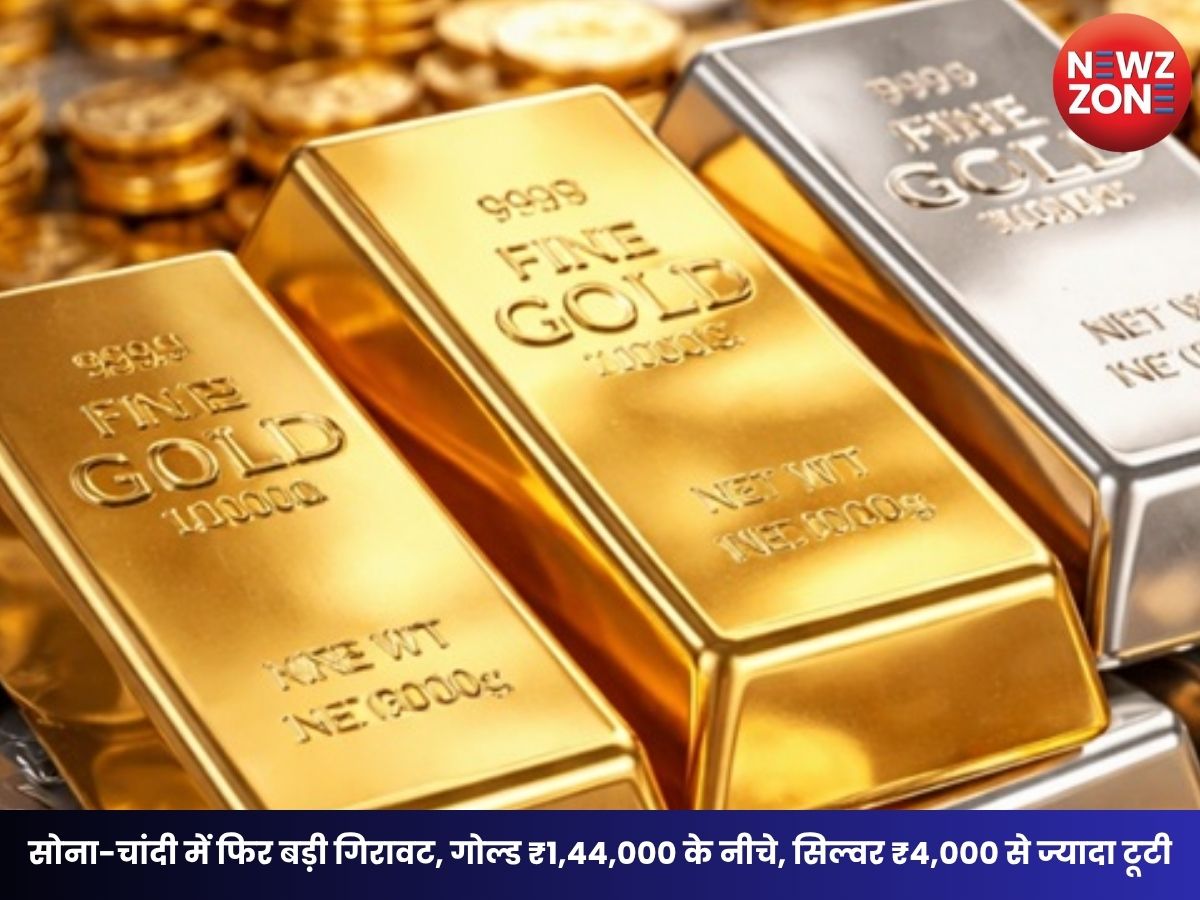 Gold Silver Price Today: सोना-चांदी में फिर बड़ी गिरावट, गोल्ड ₹1,44,000 के नीचे, सिल्वर ₹4,000 से ज्यादा टूटी