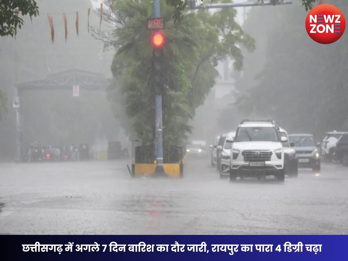 CG Weather Today: छत्तीसगढ़ में अगले 7 दिन बारिश का दौर जारी, रायपुर का पारा 4 डिग्री चढ़ा; इन इलाकों में झमाझम बारिश